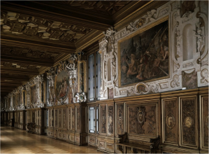 Galería de Francisco I, el ambiente que mejor conserva los caracteres de la originaria decoración manierista de Fonteinebleau.