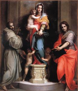 Andrea del Sarto // (1486-1530) // La virgen de las arpias// Obra maestra del pintor. Son notables el sentido patetico de las luces y la dulzura que invade a las figuras aun dentro de su monumentalidad. 