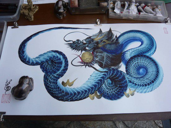 ornate-dragon-single-brush-painting-2